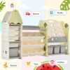 Kids Bookshelf Toy Storage Organizer With 17 Bins And 5 Bookshelves, Multi-Functional Nursery Organizer Kids Furniture Set Toy Storage Cabinet Unit With HDPE SheLF And Bins - Light Green - Image 11