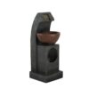 Sculptural Water Fountain With Bowl Basin, With Light And Pump, For Indoor And Outdoor - Brown / Black - Image 2