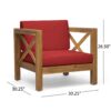 Brava - Modern Club Chair With Water Resistant Cushions - Red - Image 3