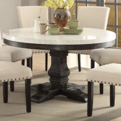 Nolan - Marble Top Salvage Round Dining Table - White