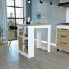 Kitchen Island Three Open Side Storage Shelves And One Push-To-Open Cabinet - White / Macadamia - Image 2