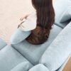3 Seater Chenille Sofa With Movable Ottomans High Resilience Sponge Easy Install - Sky Blue - Image 12