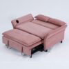 Contemporary Letter Striped Fabric Multi Functional Sofa Bed With Adjustable Armrests And Backrests - Pink - Image 18