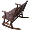 Rustic Outdoor Wood Rocking Bench Double Rocking Chair For 2 Persons With Curved Seat, Porch Rocker - Brown - Image 2