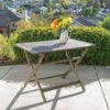 Blissique - Outdoor Foldable Wood Dining Table With Slat Design - Gray - Image 4
