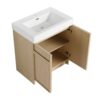Contemporary 30" Freestanding Bathroom Vanity With White Resin Sink & Soft Close Cabinet Doors - Oak - Image 14