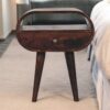 Circular Bedside Table With Open Slot - Walnut - Image 10