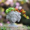 Cement Bust Wall Planter Indoor Outdoor Home Garden Decor - Gray - Image 6