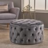 Modern Velvet Ottoman Footstool With Plush Cushioning - Gray - Image 4