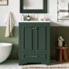 Bathroom Vanity With Ceramic Sink Combo, Modern Freestanding Storage Cabinet With Silver Handles, Soft Closing Doors - Green - Image 3