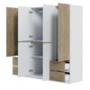6 Doors Wardrobe Storage For Bedroom, With 4 Drawers - White / Nature - Image 4