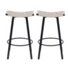 Counter Height Bar Stools Backless Handwoven Kitchen Dining Chairs With Round Footrest (Set of 2) Weaving Pub Stoo - Creamy White - Image 6