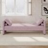 Modern Upholstered Chaise Lounger Daybed With Pillows Small Single Daybed, No Mattress Needed, Perfect For Living Rooms & Home Office, Linen Fabric - Pink - Image 3