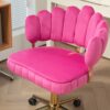 Velvet Home Office Desk Chair, Modern Cute Computer Chair, Wheels Swivel Height Adjustable Task Chair - Rose Red - Image 10