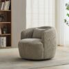 Upholstered Metal Base 360 Degree Swivel Barrel Soft Chair With Pillow, For Club, Living Room, Bedroom, Office As Well As Reading Armchair - Light Gray - Image 5