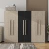 6 Doors Wardrobe Storage For Bedroom, With 2 Drawers Inside - Black / Nature - Image 9