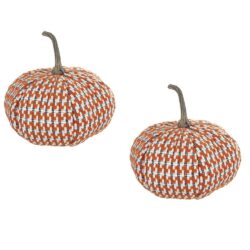 Pumpkin Ornament Decor For Holiday Harvest Festival Fall Festival & Thanksgiving (Set of 2) - Orange Multi
