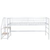 Twin Mid Loft Bed With Storage Stairs And Metal Frame - White - Image 12