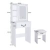 Modern Mini Dressing Table With Led-Lit Mirror & Hidden Storage, Adjustable Brightness Vanity Desk - White - Image 3