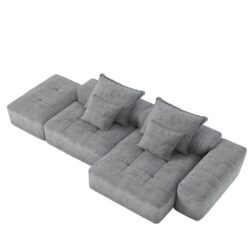 Modern Oversized Modular Sectional Sofa With Ottoman, Seat, Chaise Lounge And Armrest, Sparkling Chenille Fabric Soft Cushion Sofa With 4 Pillows, 4 Pieces Diy Combination Tufted Sofa, No Assembly Required - Gray