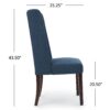 High Back Dining Chair (Set of 2) With Wingback Design And Birch Legs - Navy Blue - Image 4