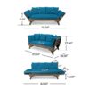 Ottavio - Convertible Sofa Daybed With Water Resistant Cushions - Gray / Teal - Image 4