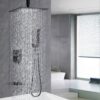 Contemporary Shower System With 12" Rainfall Head And Handheld Spray, Wall Mounted - Matte Black - Image 6