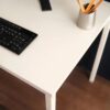 Harry - Contemporary Wood And Metal Computer Desk With Heat Resistant Surface - Ivory - Image 3