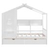 Twin Size House Bed With 2 Drawers, Kids Bed With Storage Shelf - White - Image 3