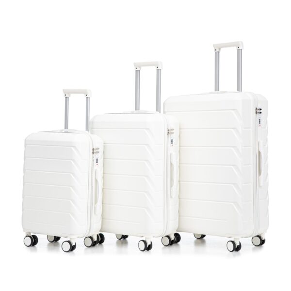 Set 3 Pieces 20" / 24" / 28" Abs Spinner Wheel Luggage, Matching Color, With Combination Lock - White
