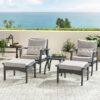 Honolulu - Modern Chat Set of 5 With Wicker - Gray / Silver - Image 2