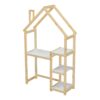 House-Shaped Wooden Writing Desk, Kids Study Table, Bookshelf & Toy Storage - Natural - Image 11