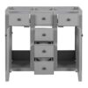 Bathroom Vanity Without Sink, Cabinet Base Only, Two Cabinets And Five Drawers, Solid Wood Frame - Gray - Image 10