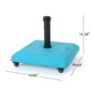 Stylish Concrete Square Wheelie Umbrella Base With Stainless Steel Pole Handle - Teal - Image 2