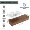 Modern Wall Mounted Bathroom Vanity With Resin Sink And Soft Close Drawer - Brown Ebony - Image 9