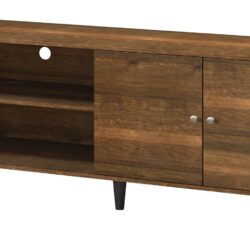 Amidon - TV Stand For TV's Up To 63", With 2 Storage Shelves & 1 Cabinet, Modern Entertainment Centre For TV In Living Room - Brown
