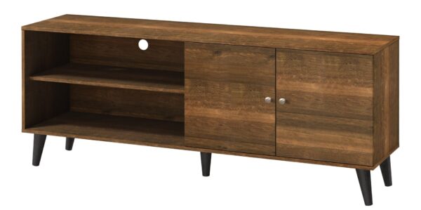 Amidon - TV Stand For TV's Up To 63", With 2 Storage Shelves & 1 Cabinet, Modern Entertainment Centre For TV In Living Room - Brown