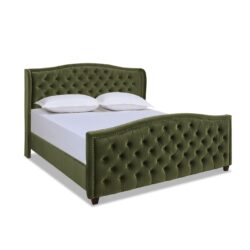 Marcella - King Upholstered Shelter Headboard Bed Set - Olive Green