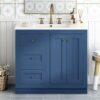 Bathroom Vanity With Ceramic Sink, Bathroom Storage Cabinet With 2 Drawers & Shelf, Freestanding Bathroom Cabinet - Blue - Image 2