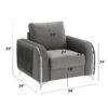 Wenona - 3 Piece Living Room Set Sofa Loveseat Chair - Gray - Image 17