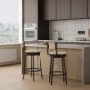 Bar Stools Swivel Counter Chairs With Metal Frame (Set of 2) Hand Woven Paper Rope Dining Barstools For Kitchen Counter - Creamy White - Image 2