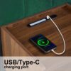 Upholstered King Size Bed Frame Of Velvet Tufted Headboard With Floating Nightstand LED / USB Built-In - Dark Green - Image 12