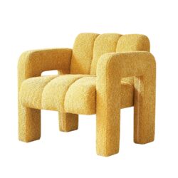 31.10" Wide Boucle Upholstered Accent Chair - Yellow