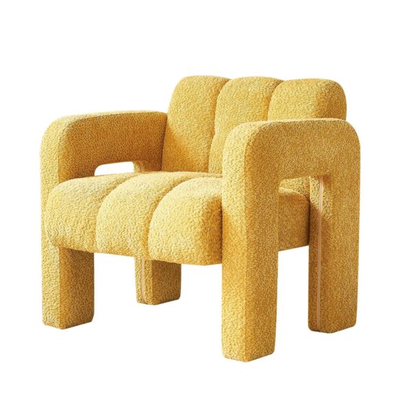 31.10" Wide Boucle Upholstered Accent Chair - Yellow
