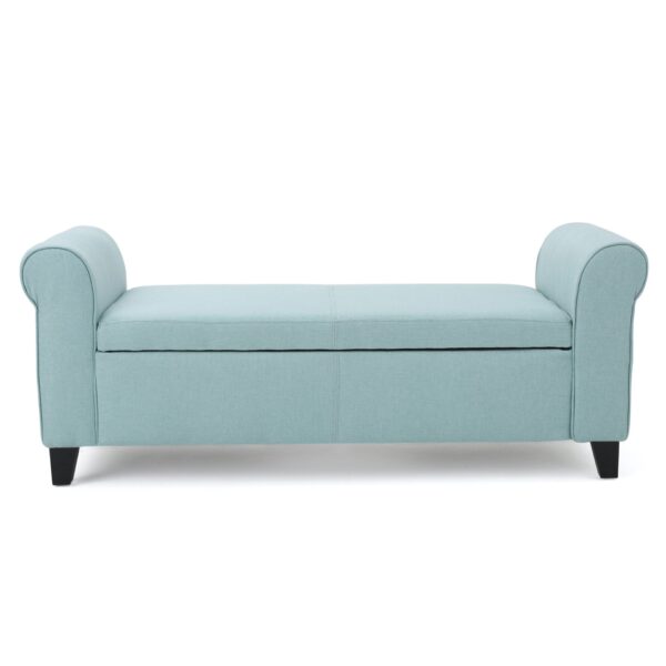 Hayes - Contemporary Armed Storage Bench With Rolled Arms - Light Blue