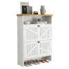 4 Layer Folding Shoe Cabinet With Metal Rounded Corners Convenient Shoe Storage - White - Image 18