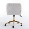 Office Chair, Artificial Rabbit Hair Home Office Chair With Golden Metal Base, Adjustable Desk Chair Swivel Office Chair, Vanity Chair - Beige - Image 8