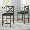 5 Pieces Counter Height Rustic Farmhouse Dining Room Wooden Bar Table Set With 2 Stools And 2 Chairs - Gray - Image 8