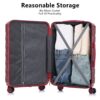 Set 3 Pieces 20" / 24" / 28" Abs Spinner Wheel Luggage, Matching Color, With Combination Lock - Wine Red - Image 5