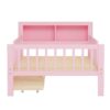 Twin Size Bed With Headboard Storage Rack, 2 Under Bed Drawers, 3 - Side Guardrails For Safety And Security - Pink - Image 16
